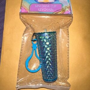 Social media trending New mini drink cup keychain! Iridescent blue